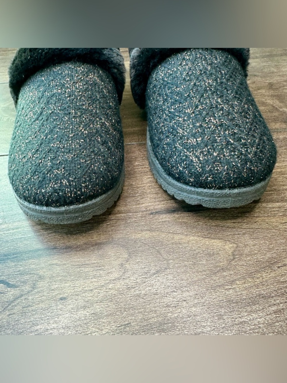 Skechers Cozy Lite Sweet Walk Black Sparkle Knit Slippers - Women’s Size 10 - Picture 6 of 10